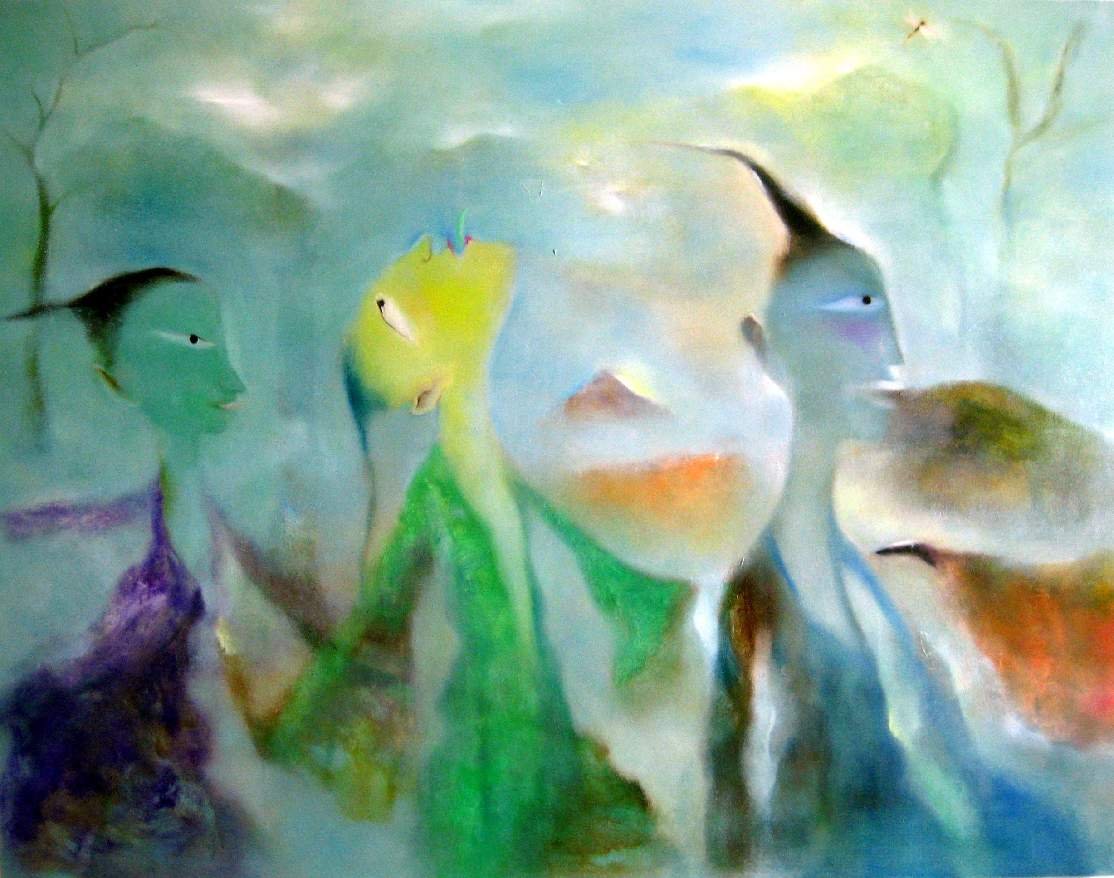 Spring Outing of Lady Guo Guo, oil painting by Zhu Liang